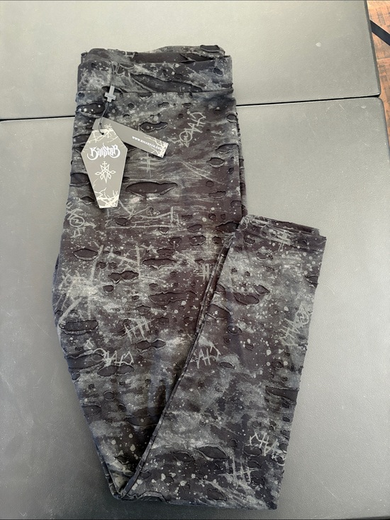 Killstar Pants - V - #KS313 - NWT Killstar Black and Gray Distressed Leggings 3XL